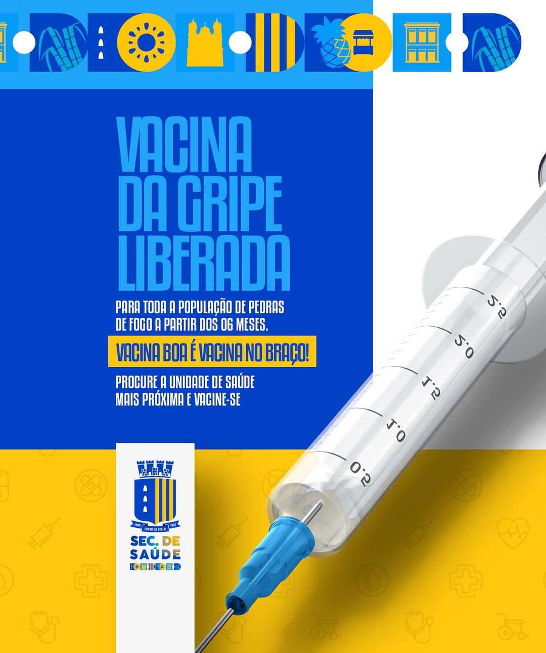 Imagem ilustrativa: Vacinação contra a gripe está liberada para toda a população a partir dos 6 meses de idade em Pedras de Fogo