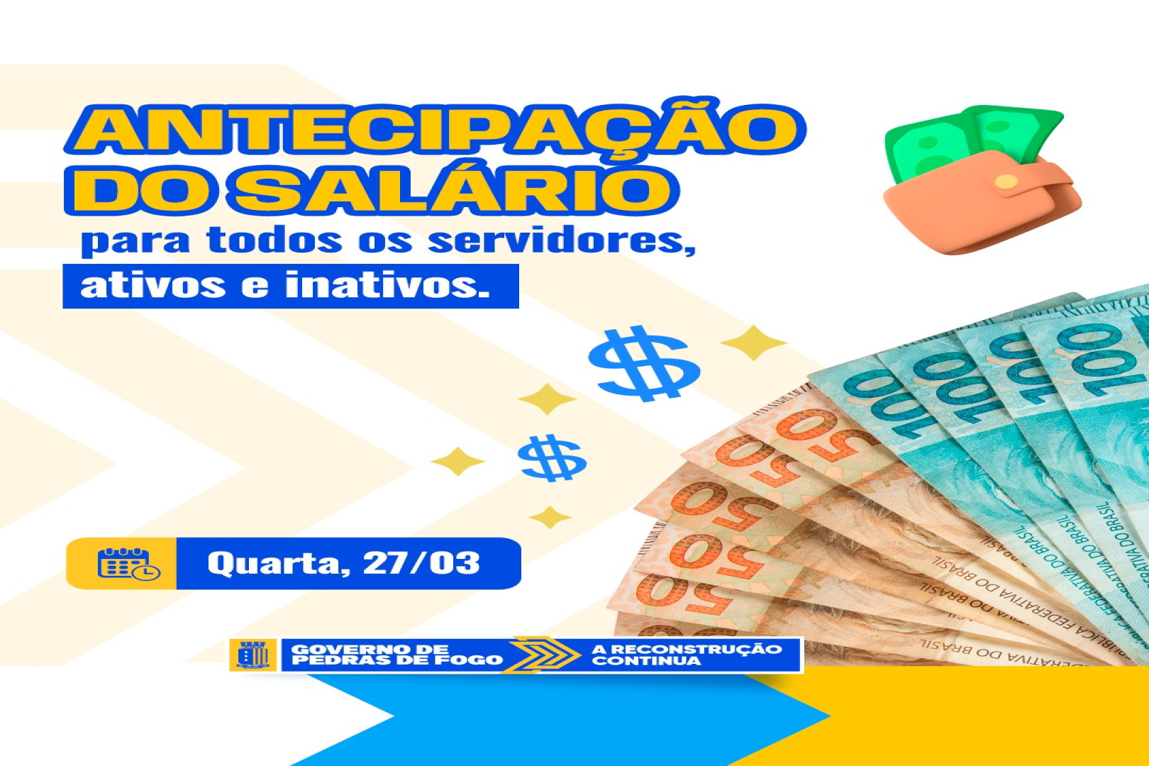 SEMANA SANTA COM SALÁRIO NA CONTA! GOVERNO DE PEDRAS DE FOGO ANTECIPA PAGAMENTO DOS SERVIDORES MUNICIPAIS PARA O DIA 27