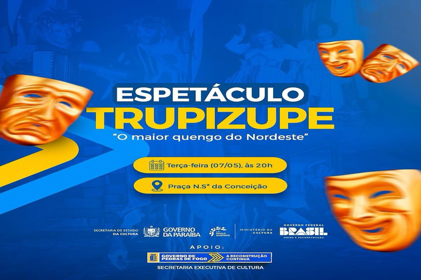 PEDRAS DE FOGO RECEBE O ESPETÁCULO "TRUPIZUPE: O MAIOR QUENGO DO NORDESTE" NA PRAÇA NOSSA SENHORA DA CONCEIÇÃO