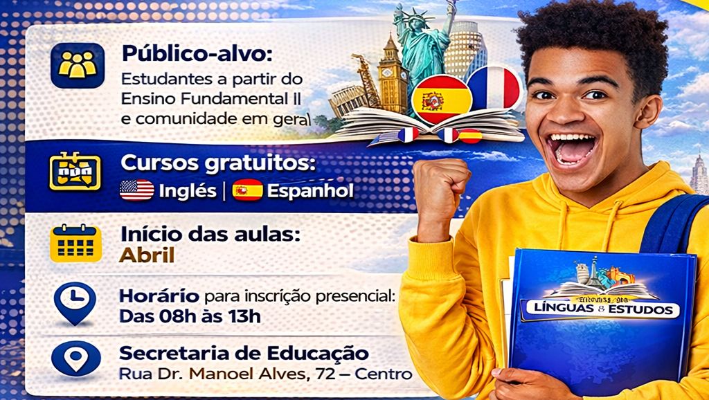 Centro de Línguas de Pedras de Fogo prorroga prazo das inscrições e inicia aulas em abril